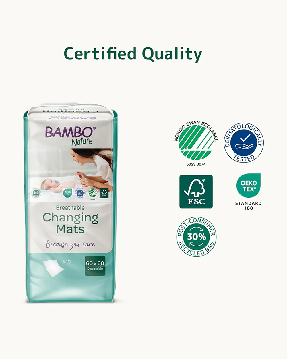 Bambo Nature Disposable Diaper Changing Mat-With 1000ml Absorbency-Dermatologically Tested-60x60cm - Image 4