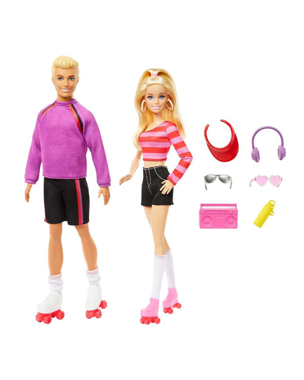 Barbie 65th Anniversary Fashionistas Set with 2 Roller Skating Dolls & 6 Accessories-Promotes Role Play-Doll & Doll Houses-12M+ - Image 3