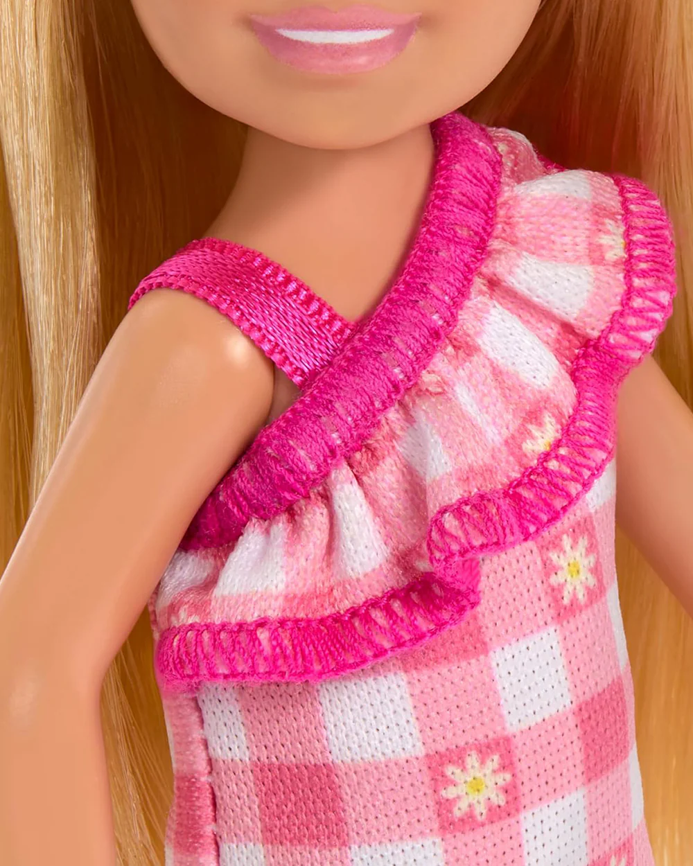 Barbie Chelsea Doll Wearing Removable Checked Dress & Pink Shoes with Blonde Hair & Blue Eyes-Promotes Role Play-Doll & Doll Houses-12M+ - Image 3