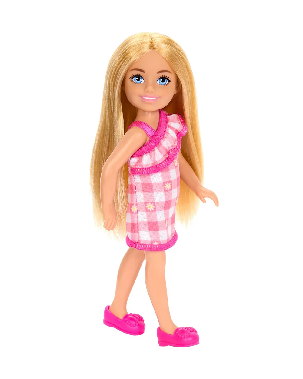 Barbie Chelsea Doll Wearing Removable Checked Dress & Pink Shoes with Blonde Hair & Blue Eyes-Promotes Role Play-Doll & Doll Houses-12M+ - Image 4