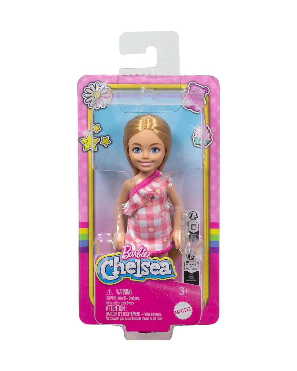 Barbie Chelsea Doll Wearing Removable Checked Dress & Pink Shoes with Blonde Hair & Blue Eyes-Promotes Role Play-Doll & Doll Houses-12M+ - Image 6