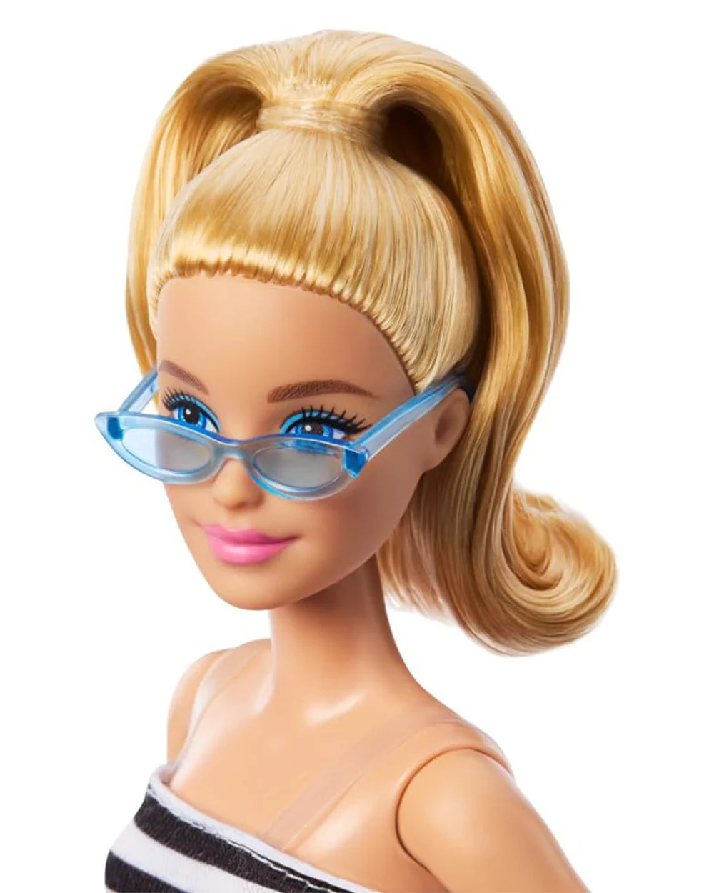 Barbie Fashionistas Blonde Doll with Striped Top Wearing Removable Pink Skirt & Sunglasses-Promotes Role Play-Doll & Doll Houses-12M+ - Image 3