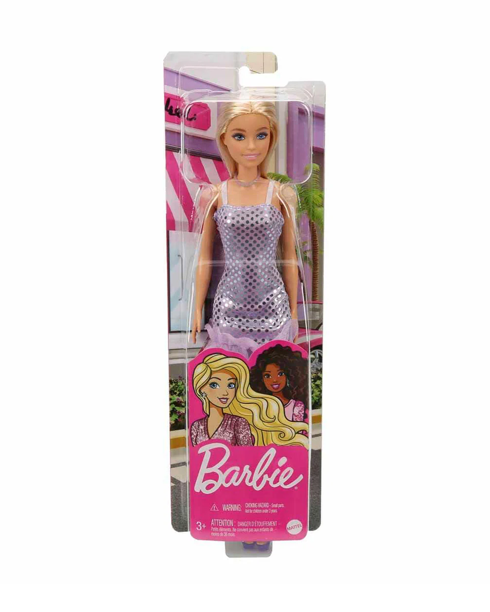 Barbie Glitz Blonde Hair Doll Lavender Metallic Mini Dress-Promotes Role Play-Doll & Doll Houses-12M+ - Image 4