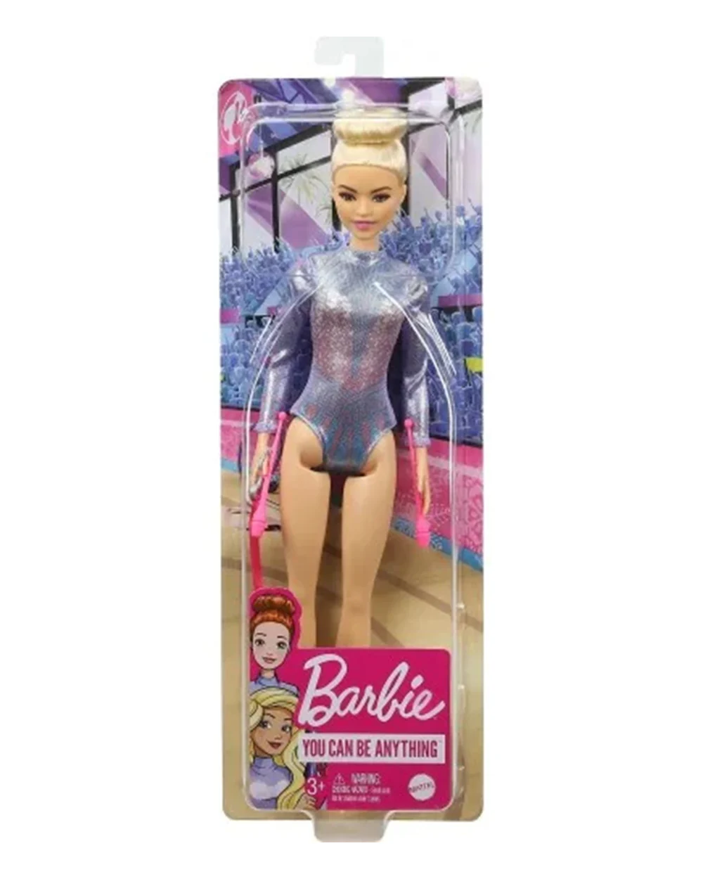 Barbie Rhythmic Gymnast Blonde Doll-Includes Colorful Metallic Leotard, 2 Clubs & Ribbon Accessory-Promotes Role Play-Doll & Doll Houses-36M+ - Image 6