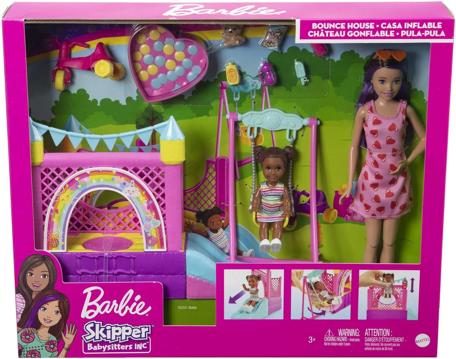 Barbie Skipper Babysitters Inc. Bounce House Playset-Includes Skipper Babysitter Doll, Toddler Doll, Swing & Accessories-Promotes Role Play-Doll & Doll Houses-36M+ - Image 7