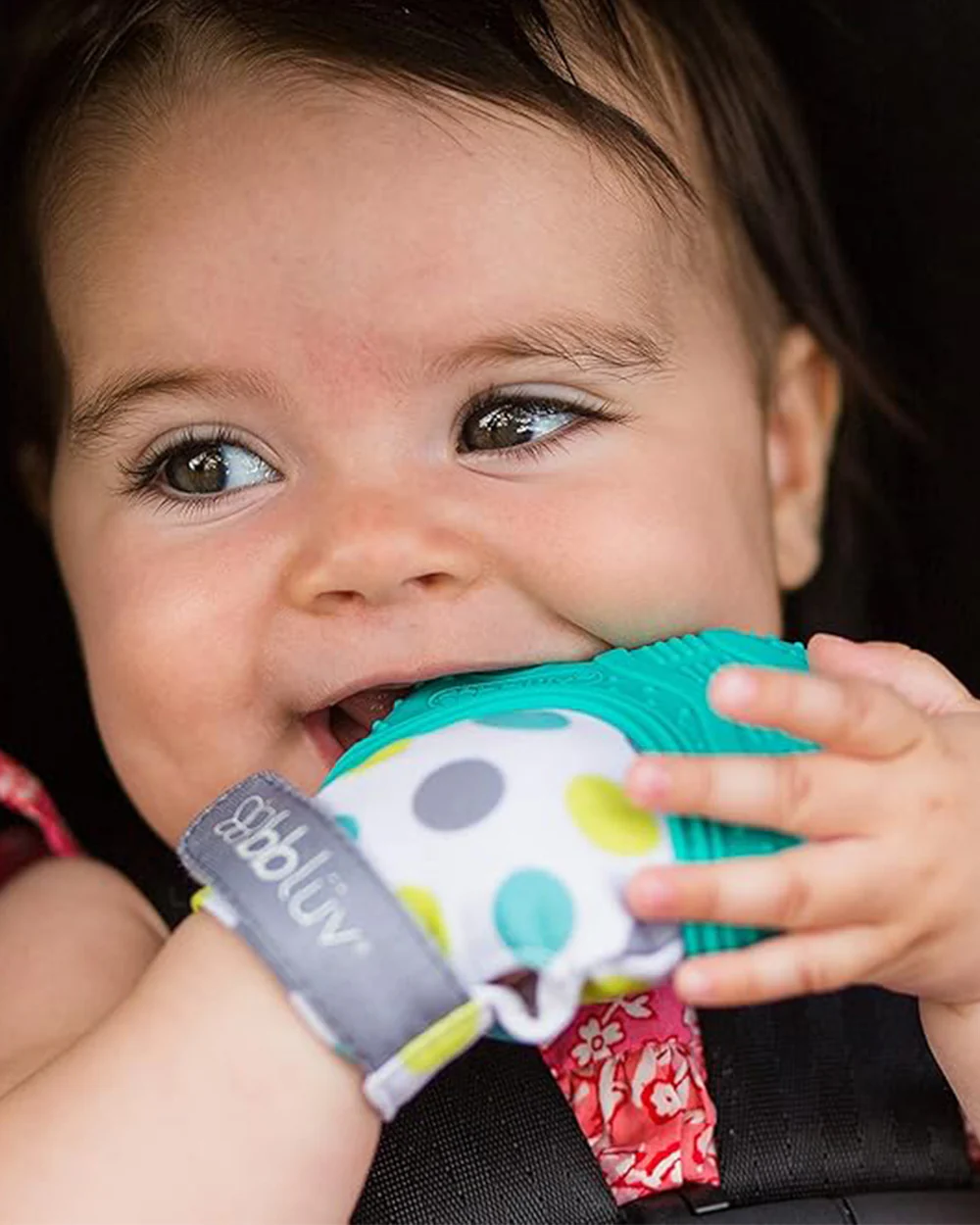 bbluv Glüv Baby Teething Mitten-Aqua-Pleasing Texture with Crinkle Paper-Food Grade Silicone - Image 4