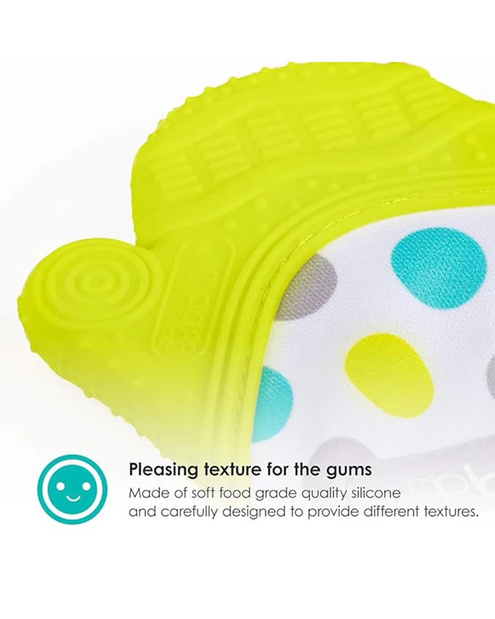 bbluv Glüv Baby Teething Mitten-Lime-Pleasing Texture with Crinkle Paper-Food Grade Silicone - Image 2