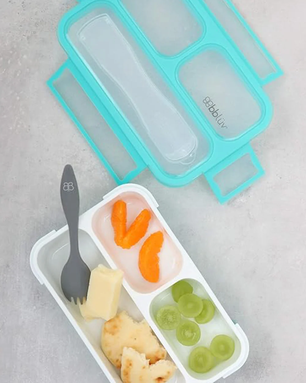 bbluv Bento Complete Sealed Lunchbox-With Spork-On The Go Meal-Leak Proof-Aqua-For Feeding Infants - Image 8