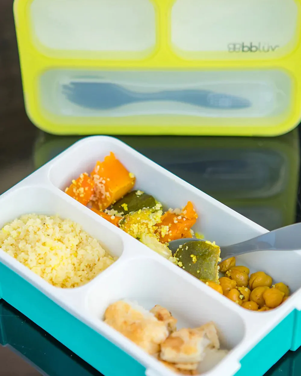 bbluv Bento Complete Sealed Lunchbox-With Spork-On The Go Meal-Leak Proof-Lime-For Feeding Infants - Image 7