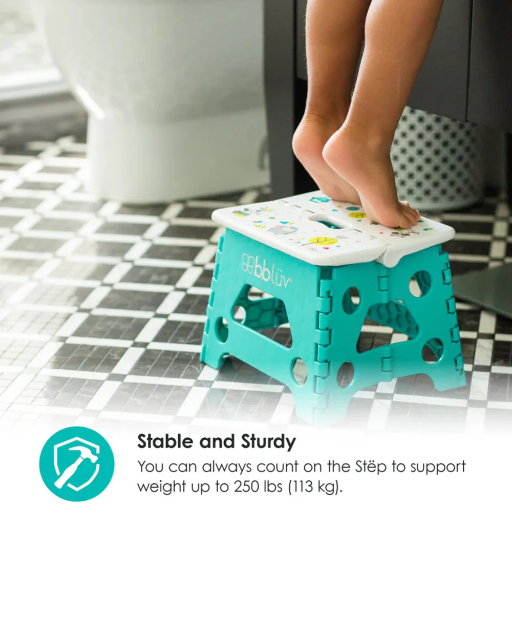 bbluv Step Baby Folding Step Stool-Aqua - Image 3