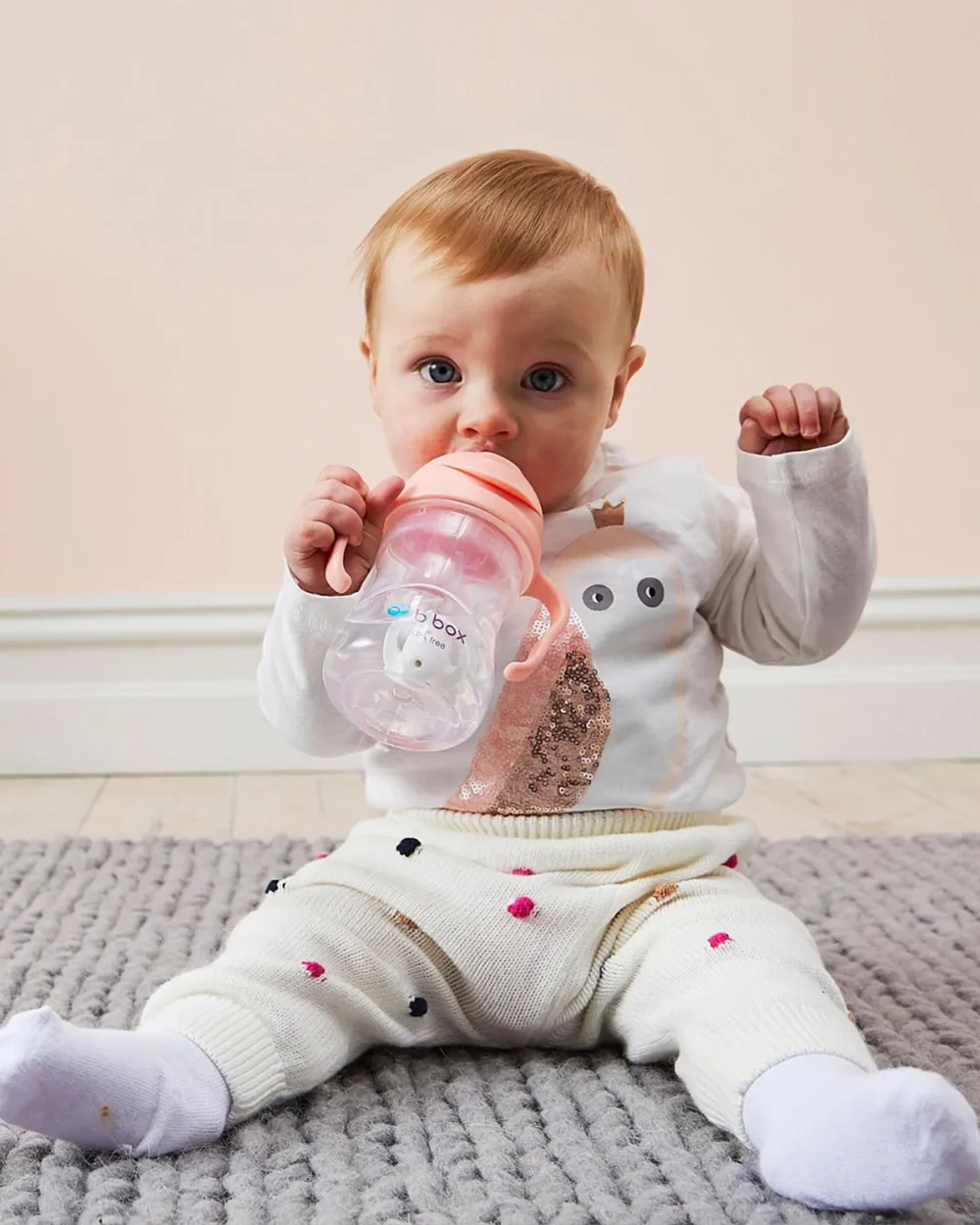 b.box Any Angle Weighted Straw Sippy Cup-With Flip Top Lid-Tutti Frutti Pink - Image 8