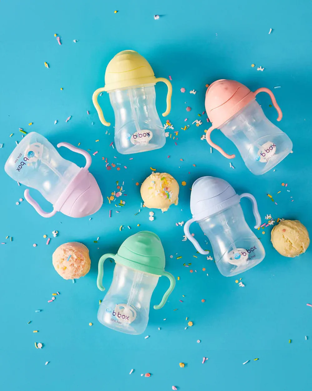 b.box Any Angle Weighted Straw Sippy Cup-With Flip Top Lid-Bubblegum Blue - Image 8