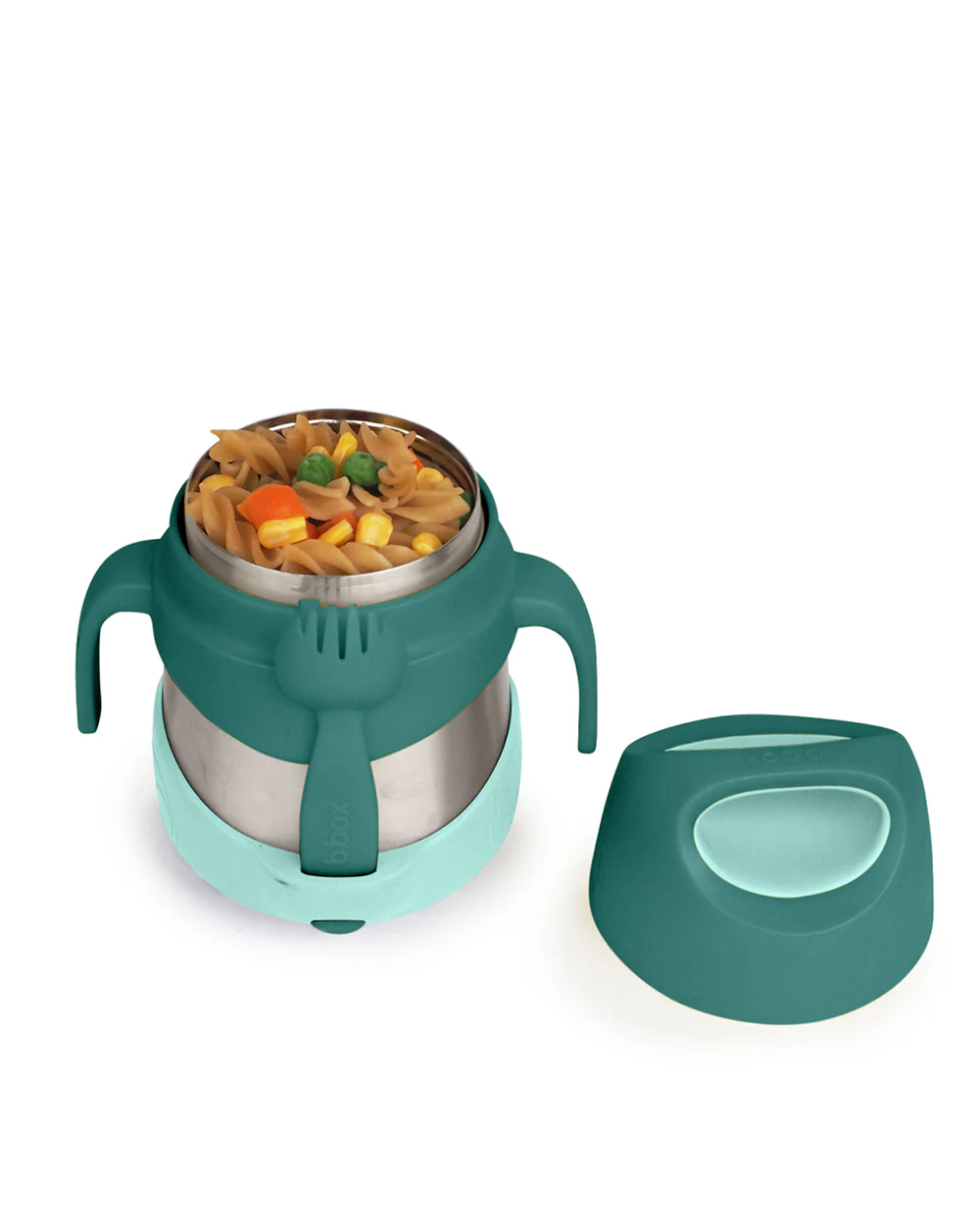 b.box Insulated Food Jar-Double Walled Stainless Steel-With Spork-Easy Grip Handles-Emerald Forest Green-For Feeding Infants - Image 4