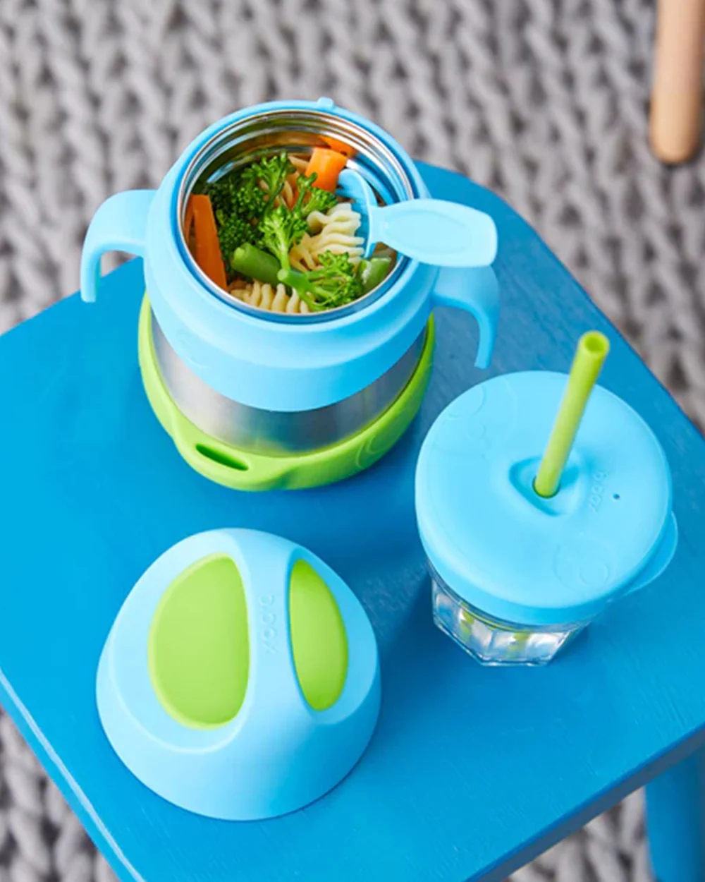 b.box Insulated Food Jar-Double Walled Stainless Steel-With Spork-Easy Grip Handles-Ocean Breeze Blue Green-For Feeding Infants - Image 9