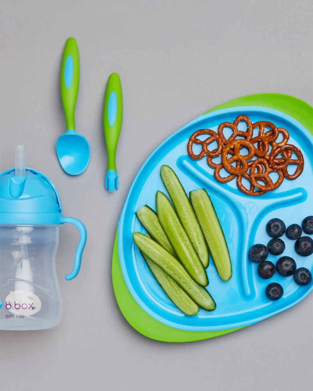 b.box Meal Set-With Weighted Straw Sipper-Ocean Breeze Blue Green-For Feeding Infants - Image 10