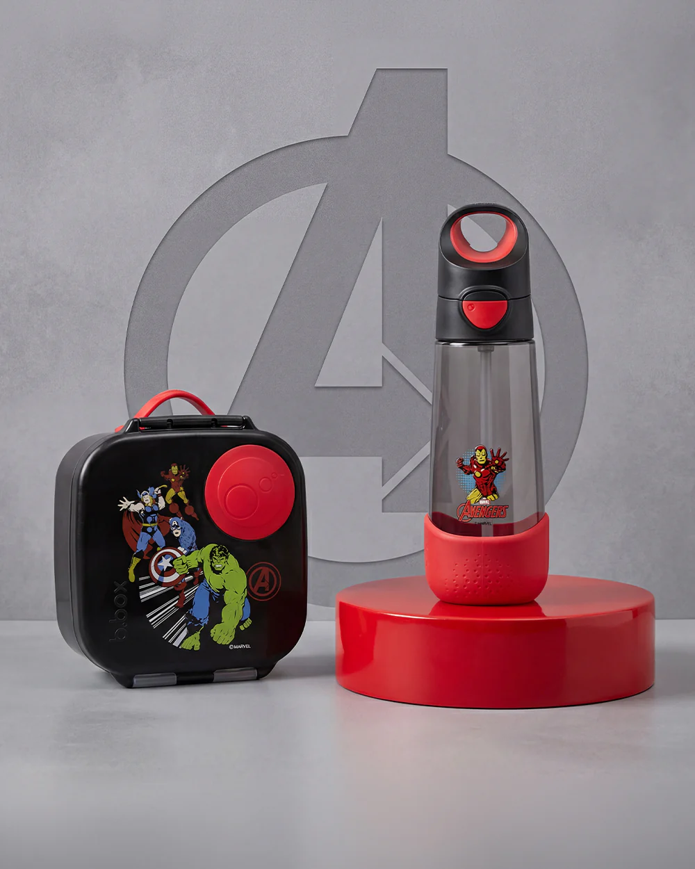 b.box School Essentials Kit-Mini Lunch Box(600ml)-Tritan Straw Sipper(1000ml)-Avengers-3Y+