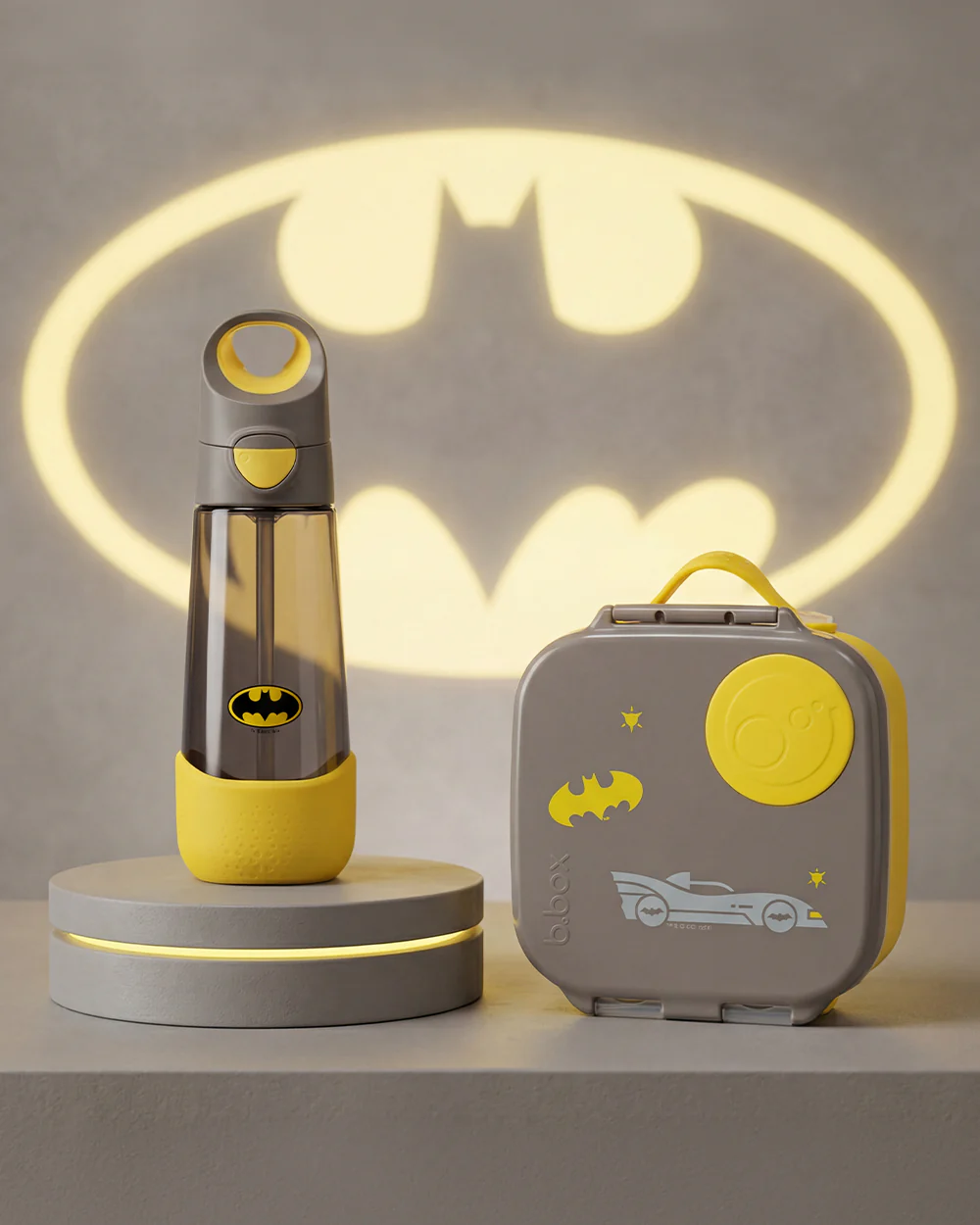 b.box School Essentials Kit-Mini Lunch Box(600ml)-Tritan Straw Sipper(1000ml)-Batman-3Y+