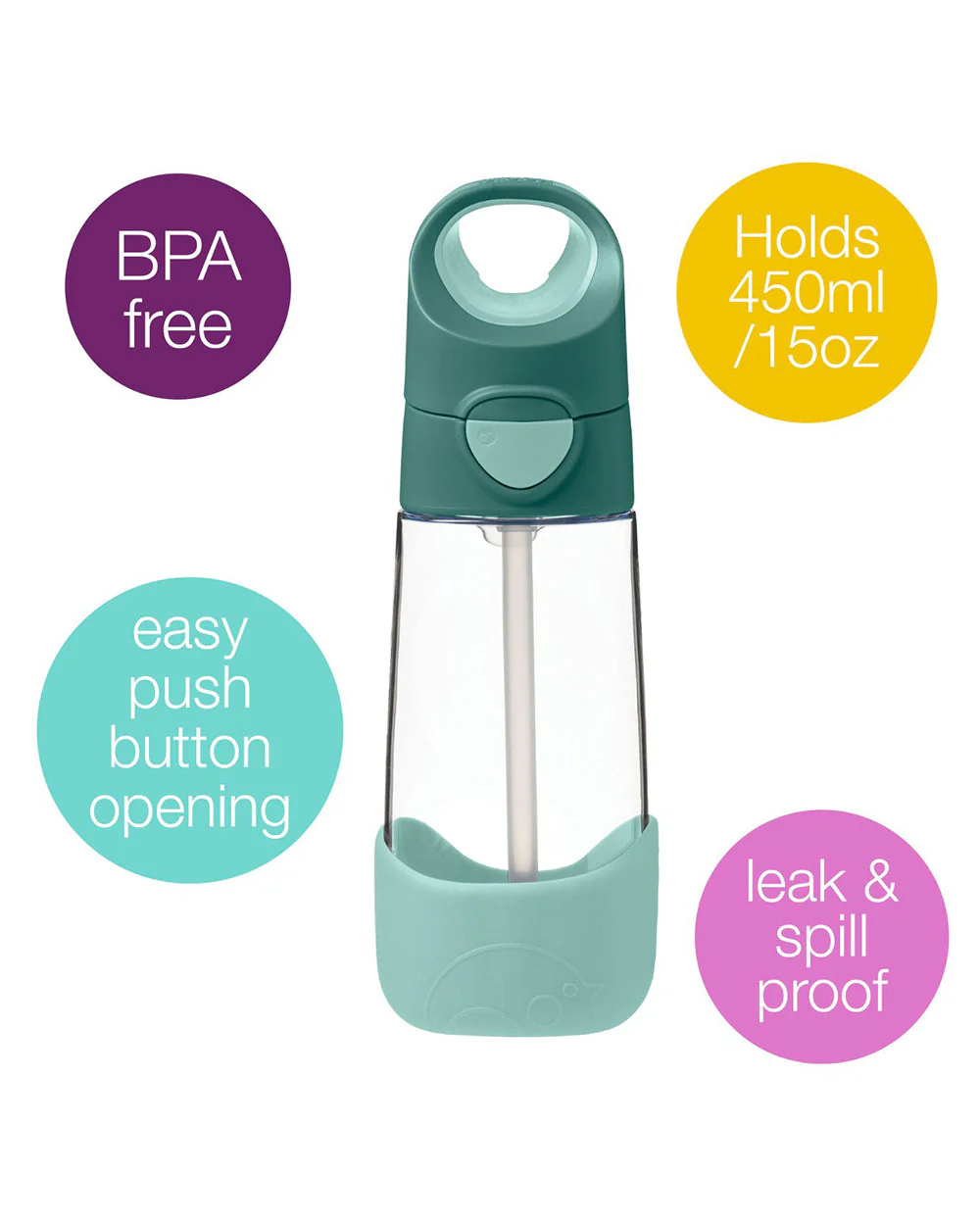 b.box School Essentials Kit-Mini Lunch Box(600ml)-Tritan Straw Sipper(1000ml)-Forest Green-3Y+ - Image 17