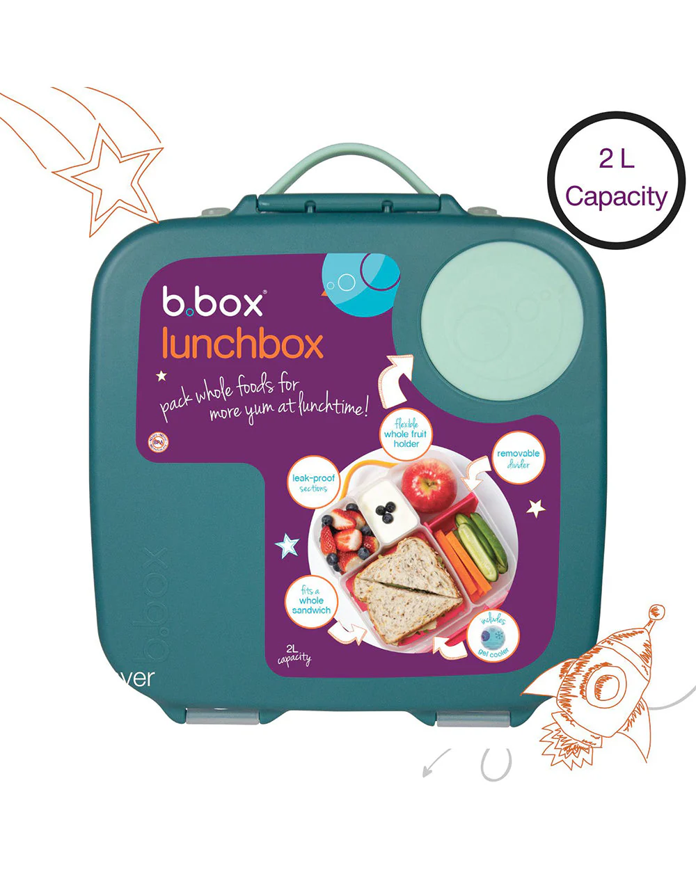b.box School Essentials Kit-Mini Lunch Box(600ml)-Tritan Straw Sipper(1000ml)-Forest Green-3Y+ - Image 22