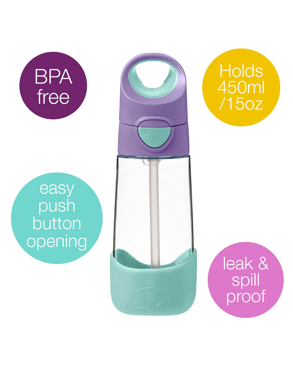 b.box School Essentials Kit-Mini Lunch Box(600ml)-Tritan Straw Sipper(1000ml)-Lilac Pop-3Y+ - Image 15