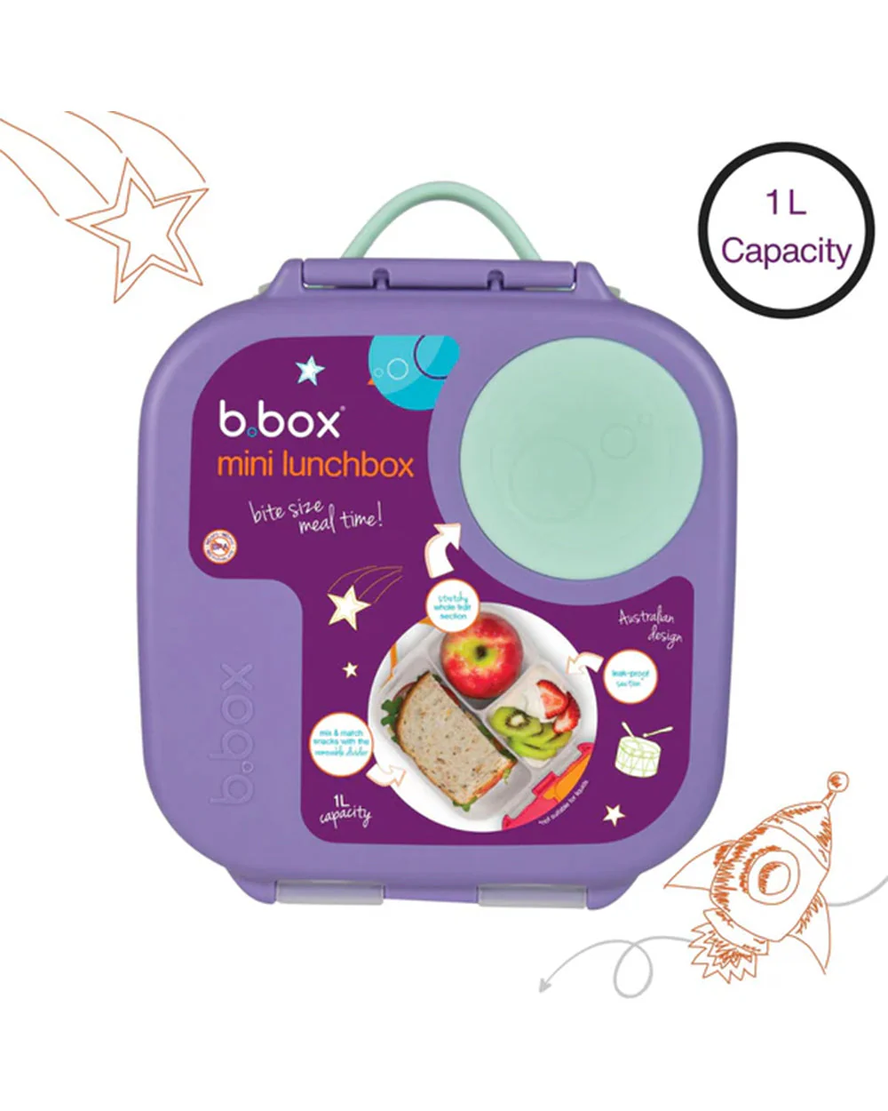 b.box School Essentials Kit-Mini Lunch Box(600ml)-Tritan Straw Sipper(1000ml)-Lilac Pop-3Y+ - Image 22