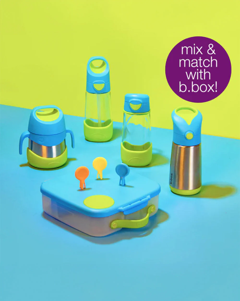 b.box School Essentials Kit-Mini Lunch Box(600ml)-Tritan Straw Sipper(1000ml)-Ocean Breeze-3Y+ - Image 26