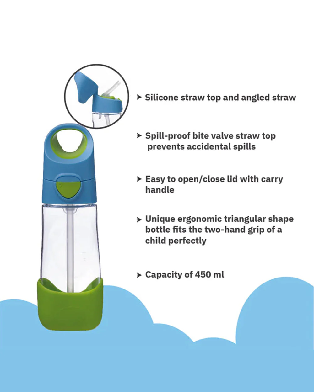 b.box School Essentials Kit-Mini Lunch Box(600ml)-Tritan Straw Sipper(1000ml)-Ocean Breeze-3Y+ - Image 5