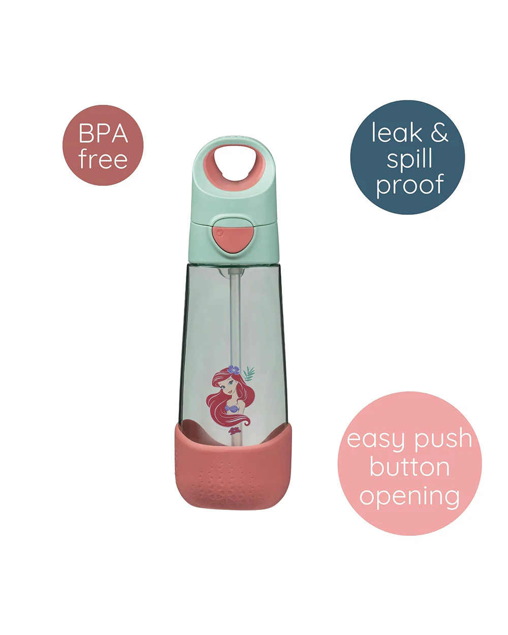 b.box School Essentials Kit-Mini Lunch Box(600ml)-Tritan Straw Sipper(1000ml)-The Little Mermaid-3Y+ - Image 7