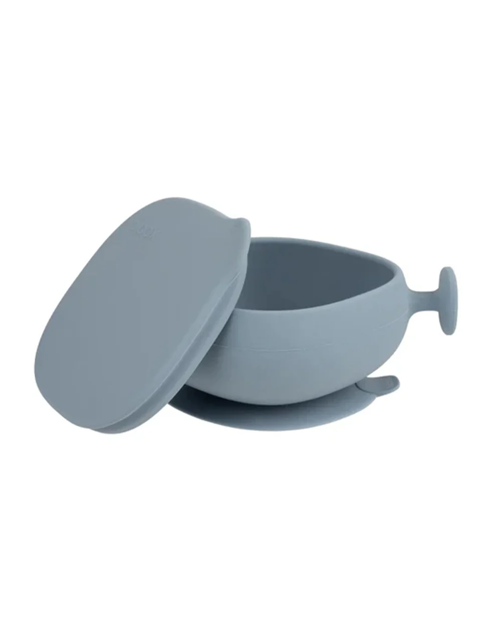 b.box Silicone Bowl with Lid-Non Slip Suction Base-Unique Handle Design-Ocean Blue-For Feeding Infants