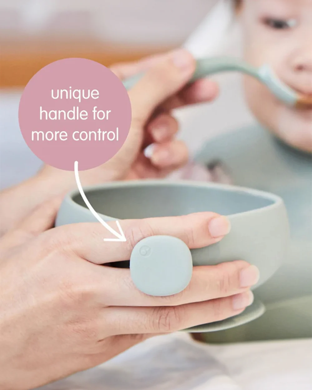 b.box Silicone Bowl with Lid-Non Slip Suction Base-Unique Handle Design-Ocean Blue-For Feeding Infants - Image 8