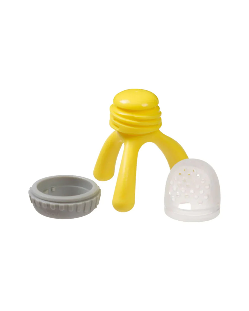 b.box Silicone Fresh Food Feeder-Lemon Sherbet Yellow Grey-With Unique Tripod Design & Click Lock Ring-For Infants - Image 4