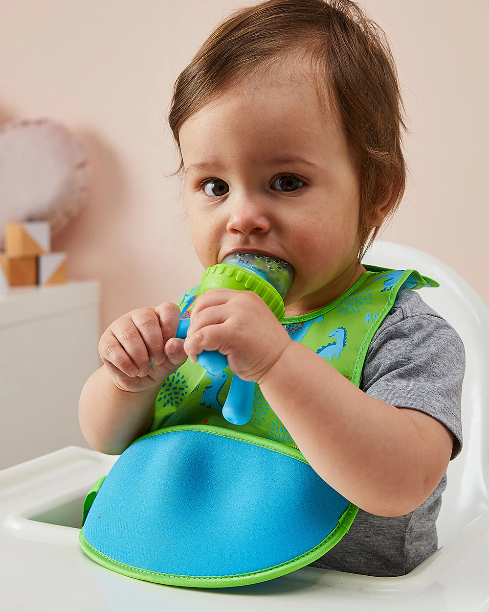 b.box Silicone Fresh Food Feeder-With Unique Easy Grip Tripod Design & Click Lock Ring-Ocean Breeze-For Infants - Image 9