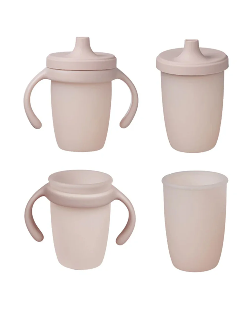 b.box Silicone Spout Cup-With Removable Easy Grip Handles & Leakproof Lid-Translucent Water Level Monitor-Blush Pink-240 ml - Image 2