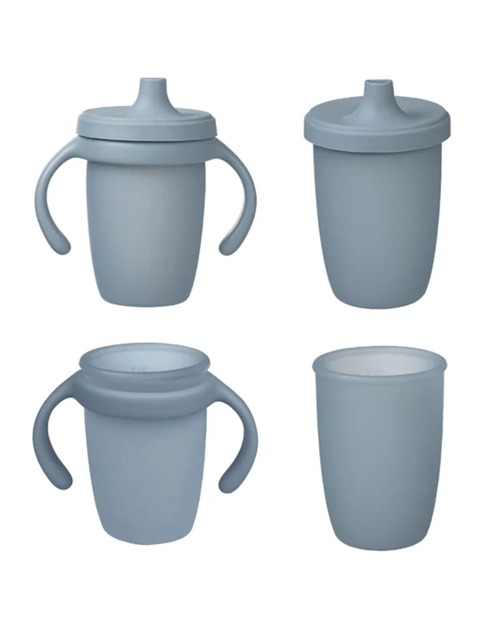 b.box Silicone Spout Cup-With Removable Easy Grip Handles & Leakproof Lid-Translucent Water Level Monitor-Ocean Blue-240 ml - Image 2