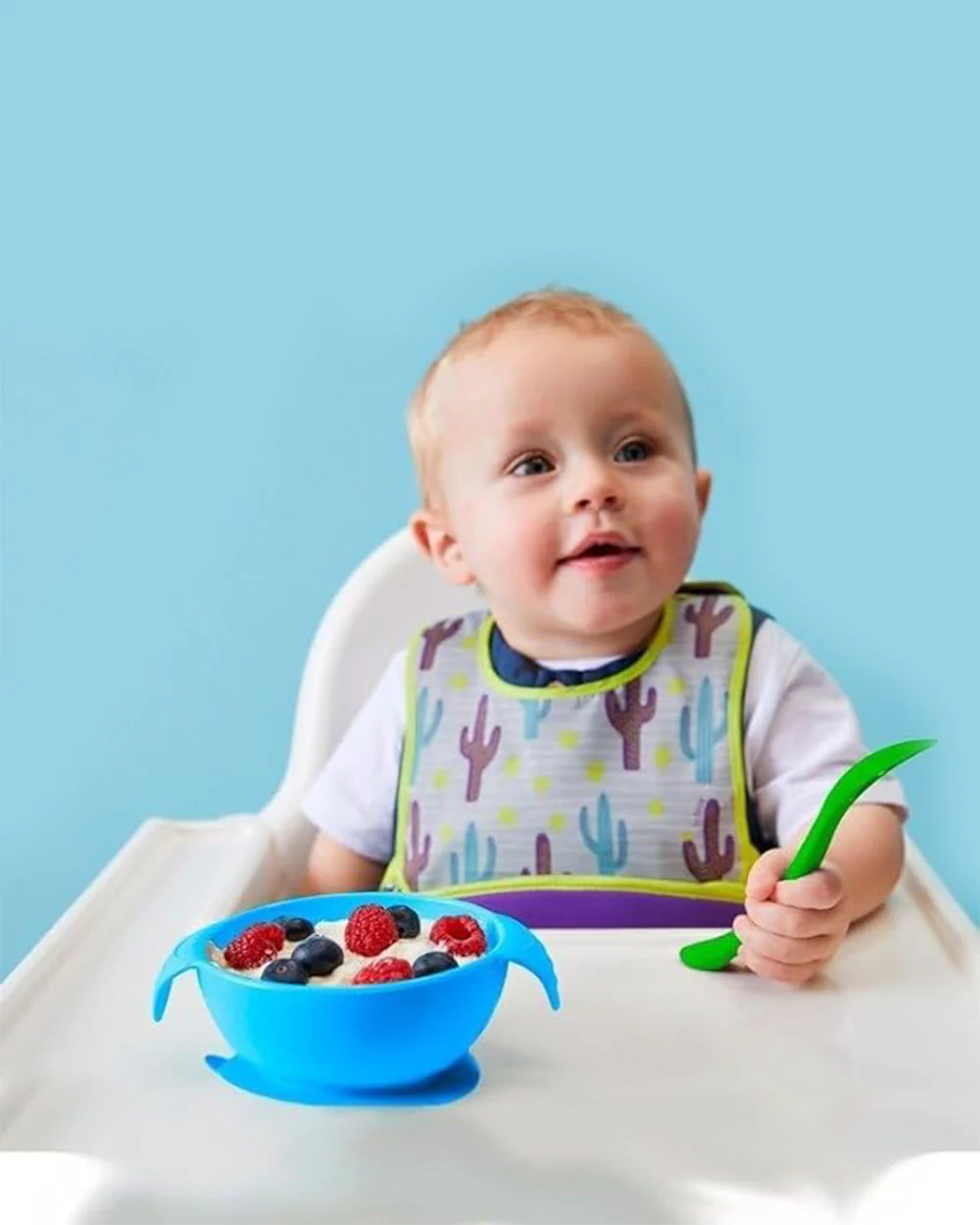 b.box Silicone Suction Feeding Bowl-With Spoon-Ocean Breeze Blue Green-For Feeding Infants - Image 5