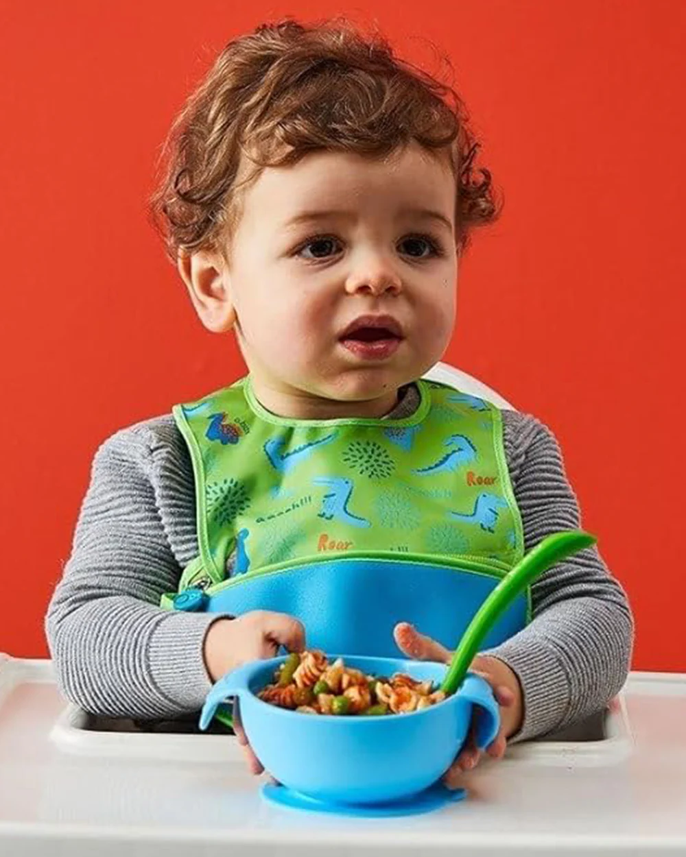 b.box Silicone Suction Feeding Bowl-With Spoon-Ocean Breeze Blue Green-For Feeding Infants - Image 6