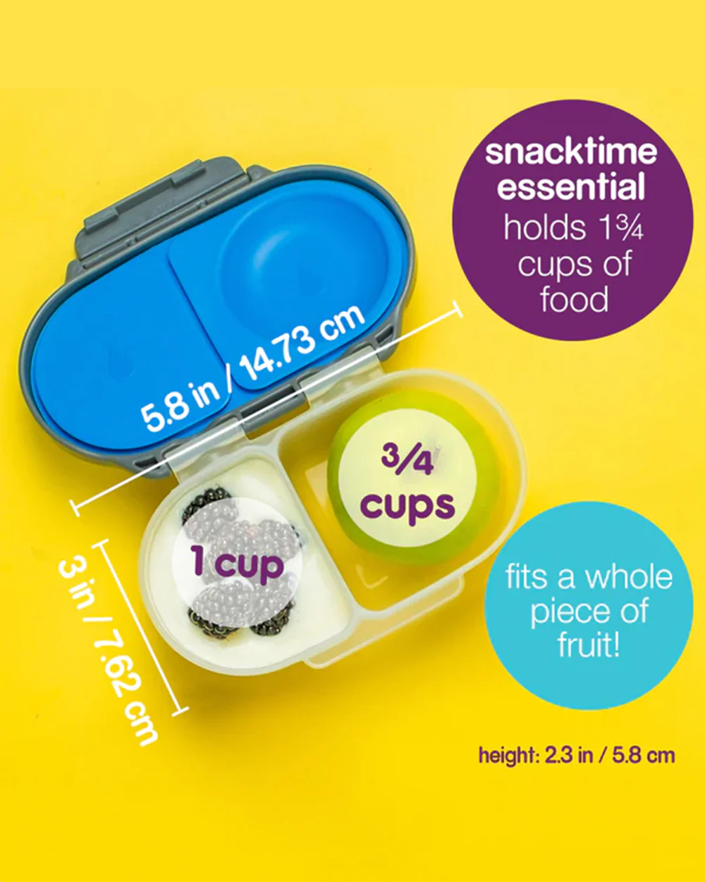 b.box Snack Box-With Leak Proof Silicone Seal-Flexi Whole Fruit Holder-Easy Open Clip-Lilac Pop-For Feeding Infants - Image 6