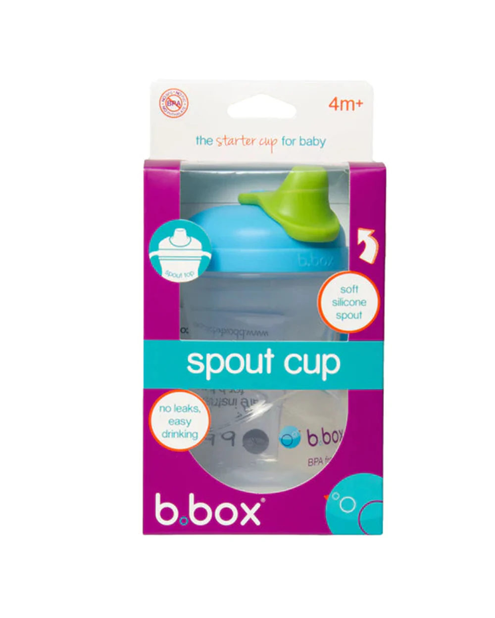 b.box Soft Spout Cup-Blueberry Blue Green-With Angled Spout for Easy Drinking & Easy Grip Handles-240 ml - Image 9