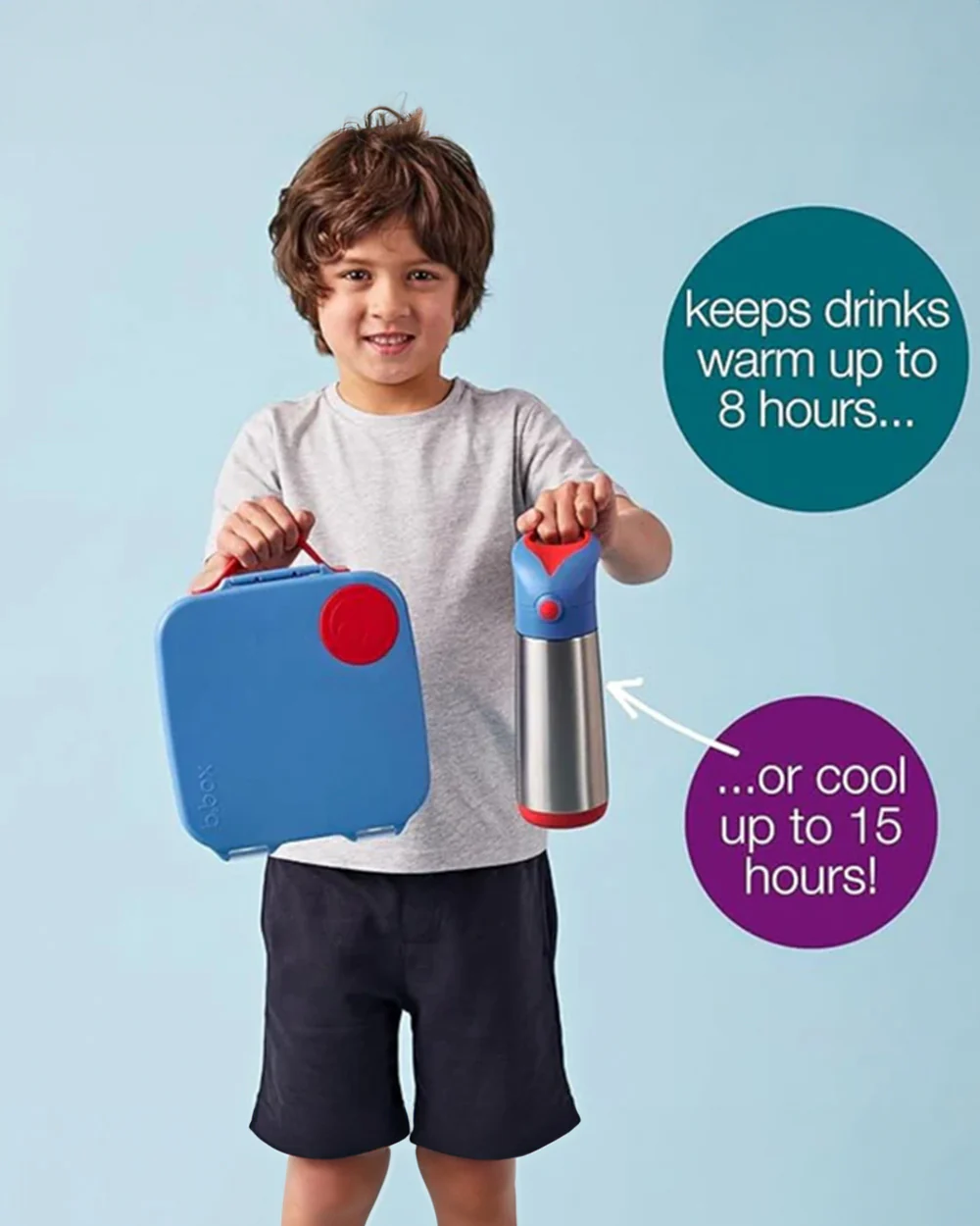 b.box Stainless Steel Straw Sipper-Double Wall Insulated-With Easy to Hold Handle-Spill Proof Push Button Lid-Lilac Pop - Image 3