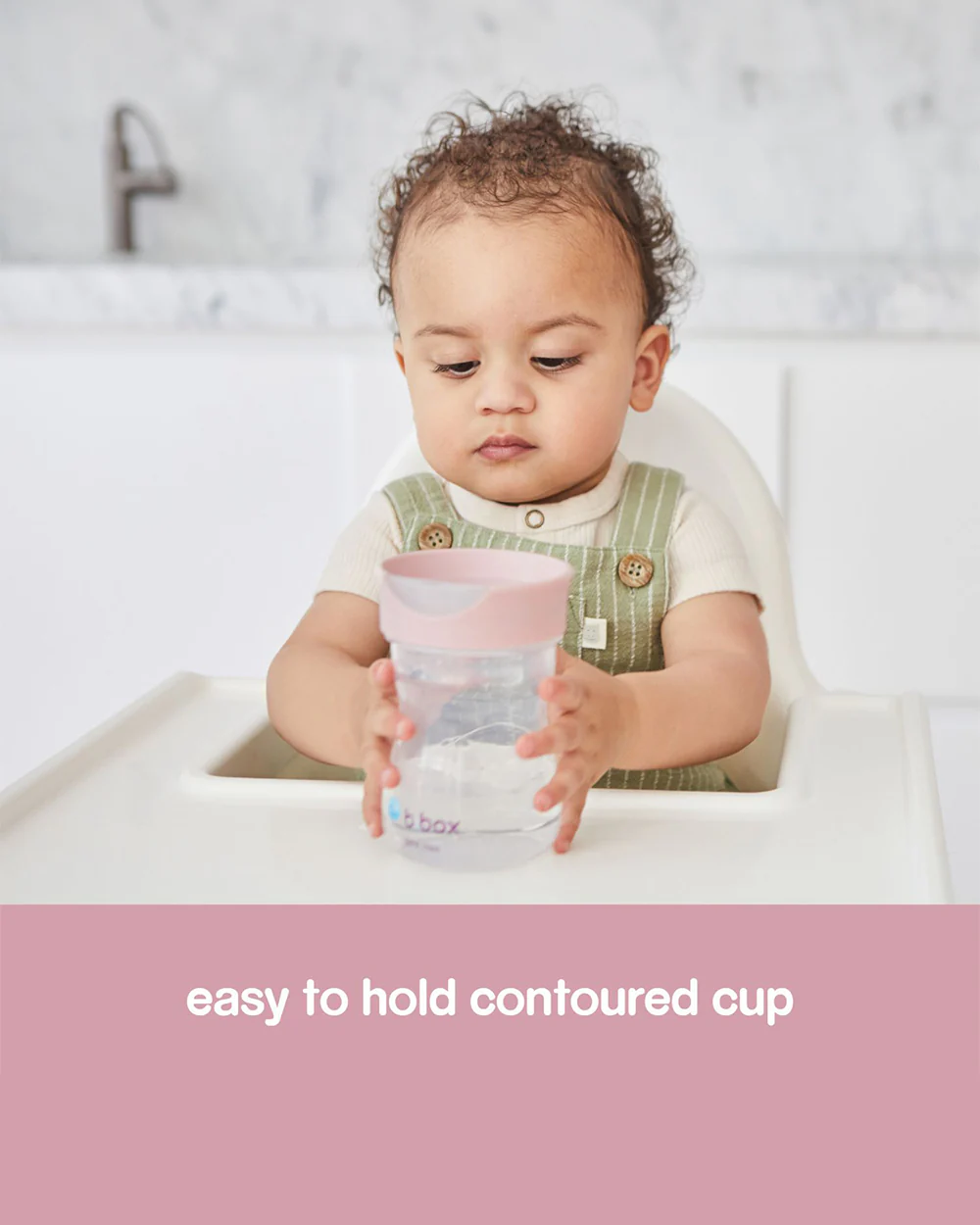 b.box Training Cup-With Silicone Sleeve-Unique Water Window-Easy Free Flow Drinking-240 ml-Blush Pink-For Infants - Image 4