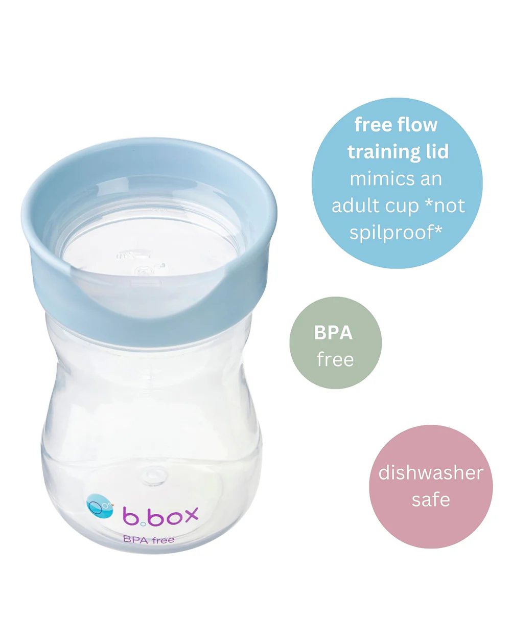 b.box Training Cup-With Silicone Sleeve-Unique Water Window-Easy Free Flow Drinking-240 ml-Ocean Blue-For Infants - Image 6