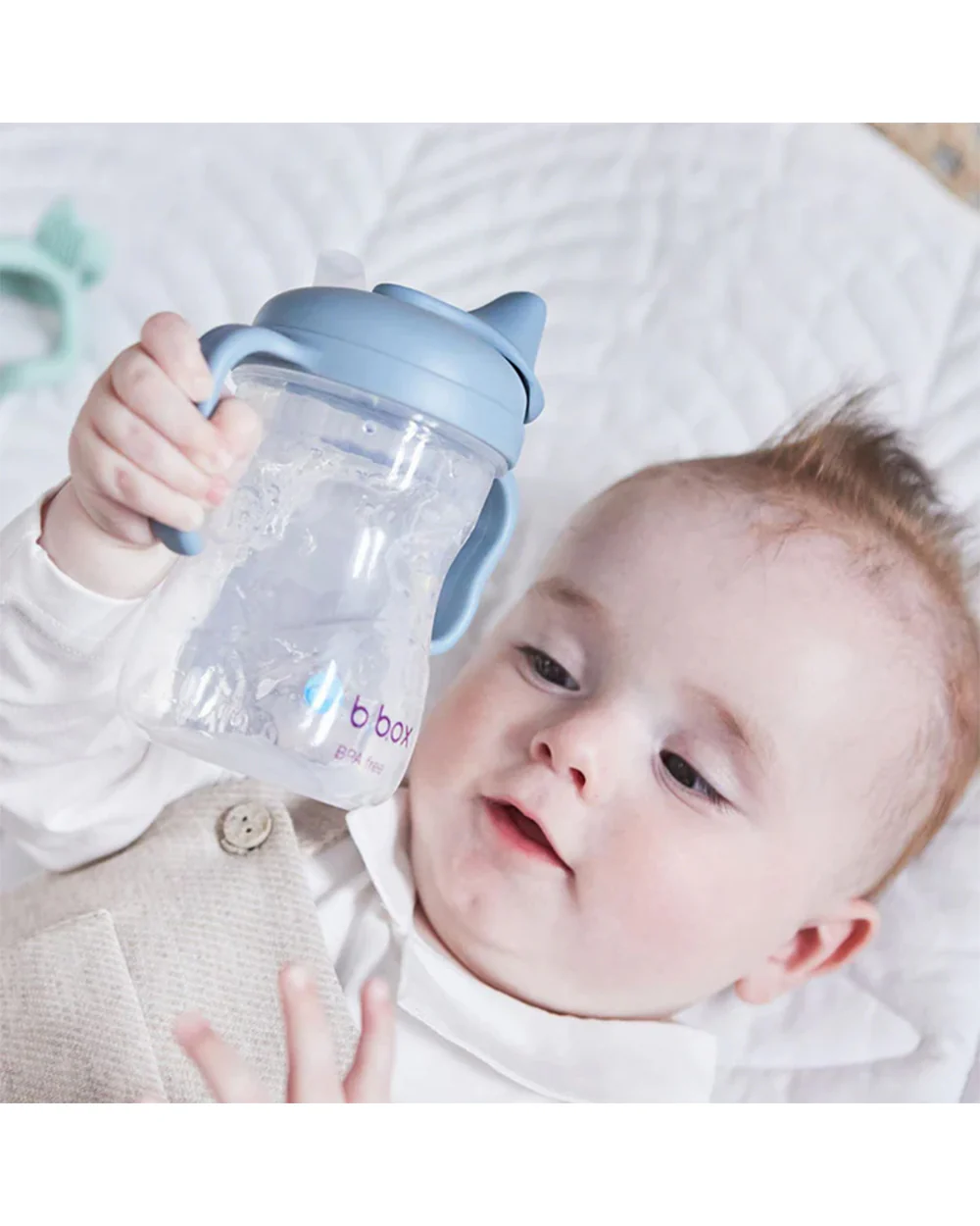 b.box Transition Value Pack-One Cup with 4 Lids for Every Stage of Growth (3M to 12M+) : Includes Medium Flow Teat, Soft Spout, Weighted Straw & Training Cup Lids-Ocean Blue-240 ml - Image 23