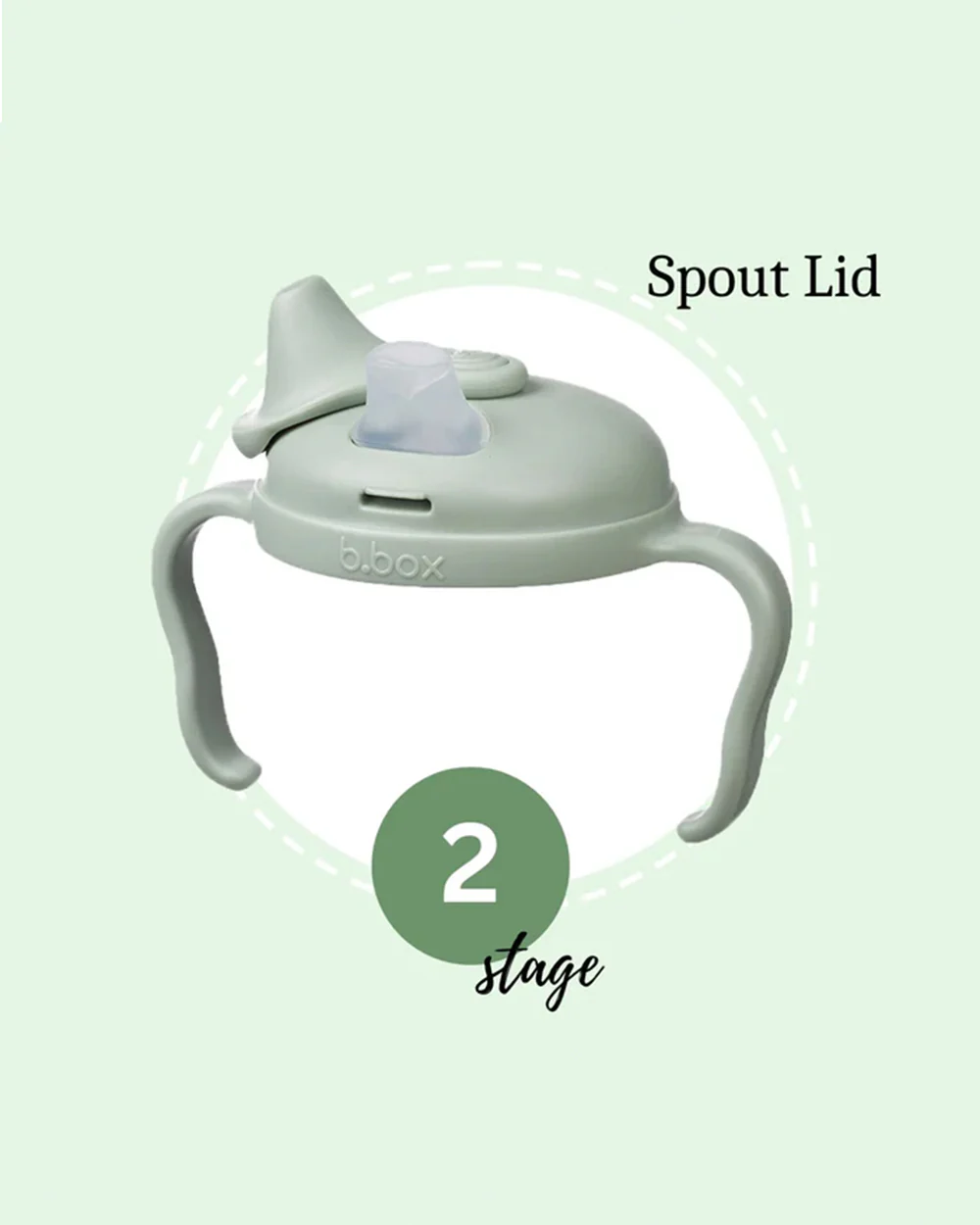 b.box Transition Value Pack-One Cup with 4 Lids for Every Stage of Growth (3M to 12M+) : Includes Medium Flow Teat, Soft Spout, Weighted Straw & Training Cup Lids-Sage Green-240 ml - Image 6