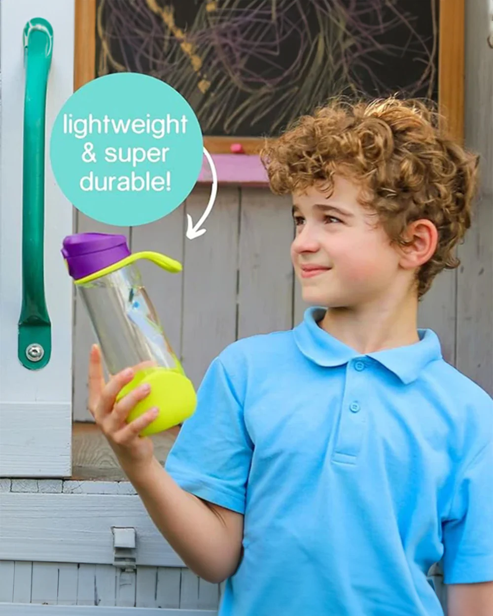 b.box Tritan Sport Spout Bottle-With Easy to Hold Handle-Push Button Lid & Ergonomic Triangular Shape-Strawberry Shake-600 ml - Image 3