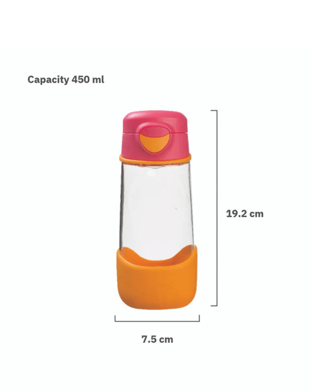 b.box Tritan Sport Spout Drink Bottle-Strawberry Shake Pink Orange-With Easy Push Button & Ergonomic Triangular Shape-450 ml - Image 4