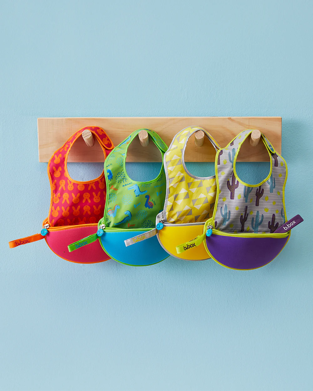 b.box Waterproof Travel Bib-Food Catcher Pocket-With Spoon-Cactus Capers Purple-For Infants - Image 6