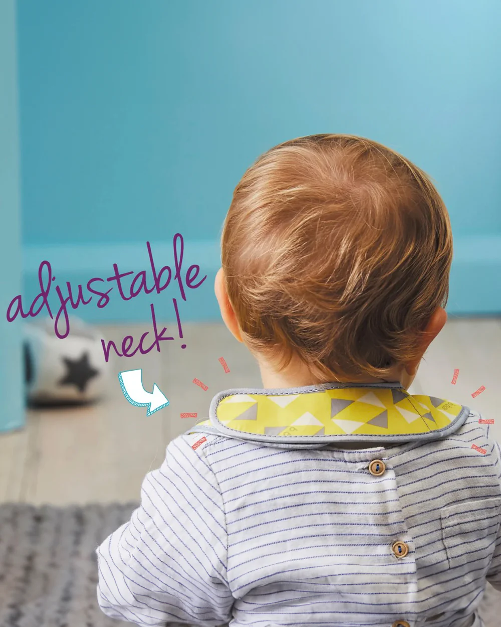 b.box Waterproof Travel Bib-Food Catcher Pocket-With Spoon-Pine Spice Yellow Grey-For Infants - Image 5