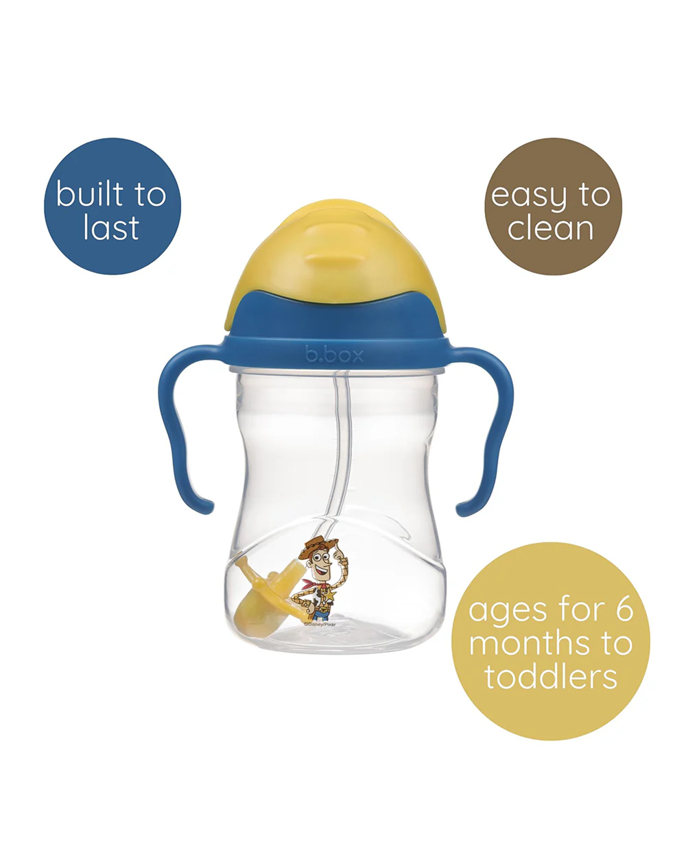 b.box Disney Weighted Straw Sippy Cup-Woody-240 ml-6M+ - Image 2