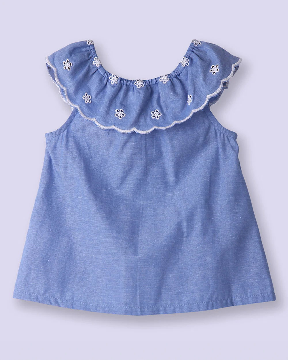 Beebay Blue Frock Dress-Solid-Cotton-For Infants - Image 2