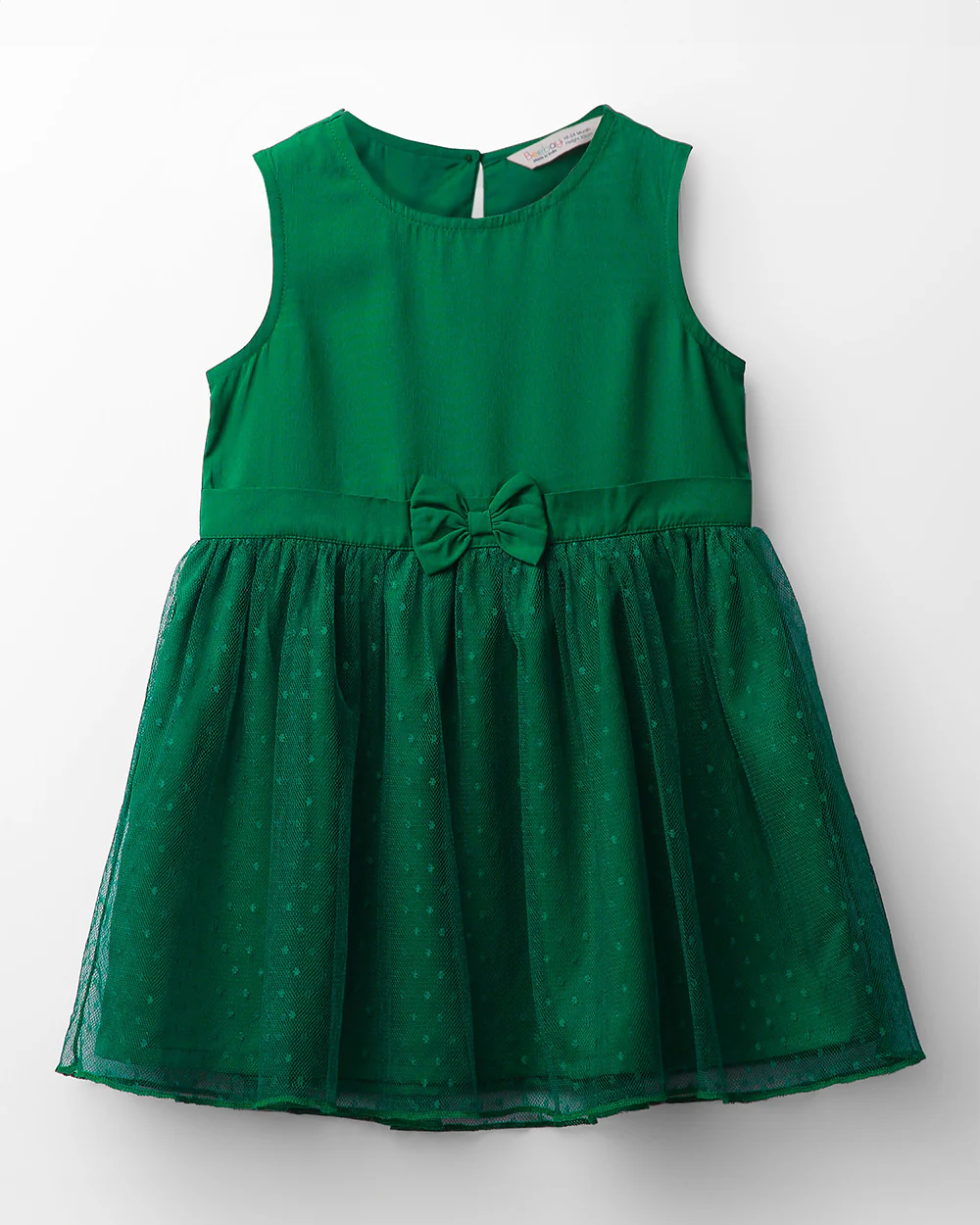 Beebay Green Frock Dress-Solid -Polyester-For Infants